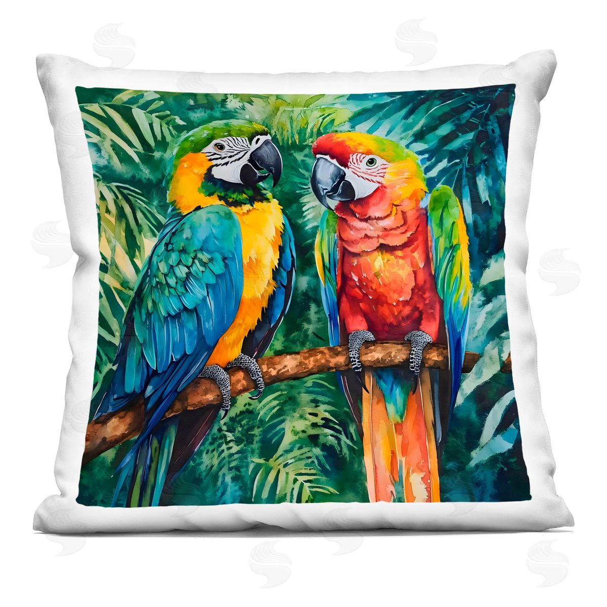 LSR Design Studio Parrot Conversation Perch Indoor Printed Pillow Art