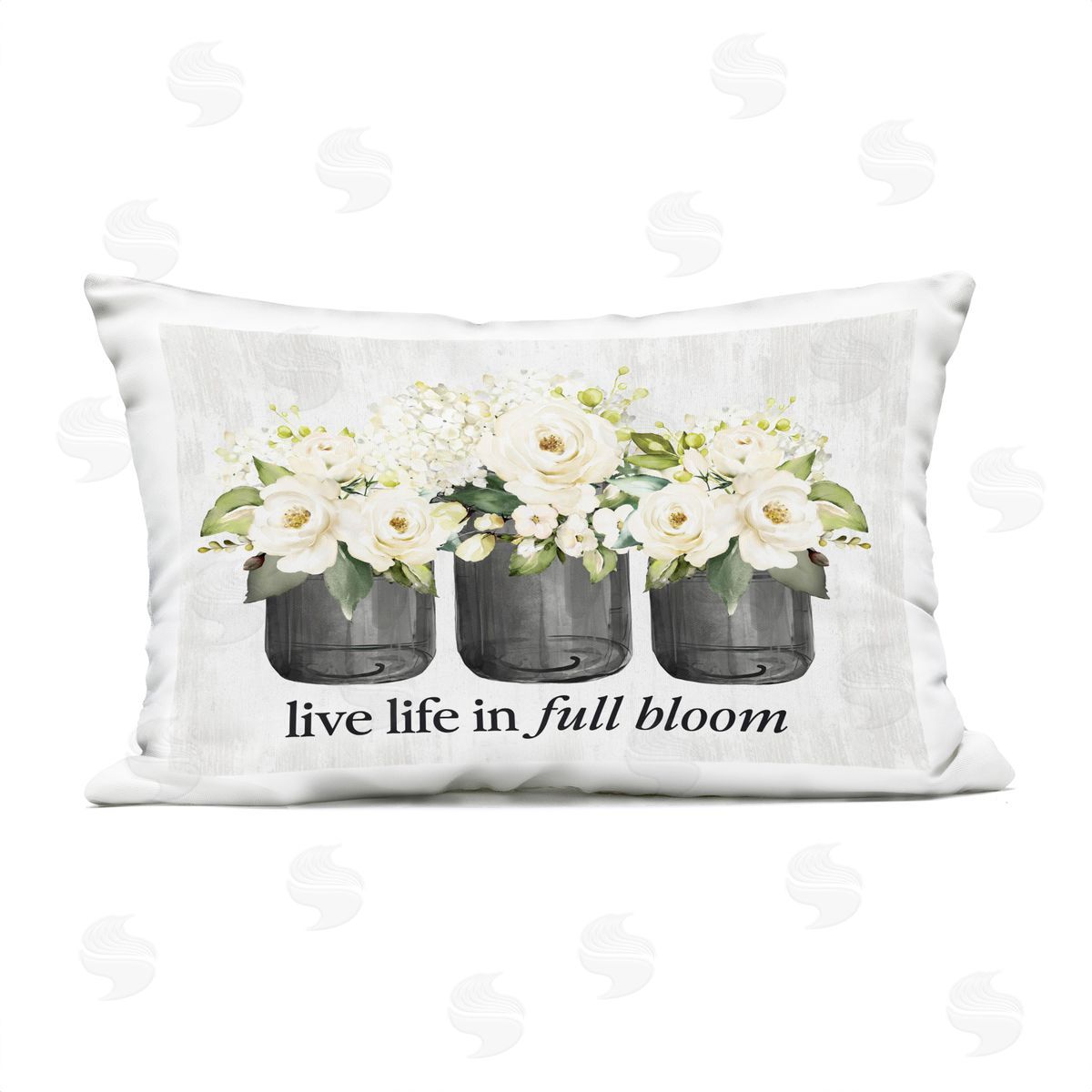 Lettered and Lined Life In Full Bloom Rustic Outdoor Printed Pillow