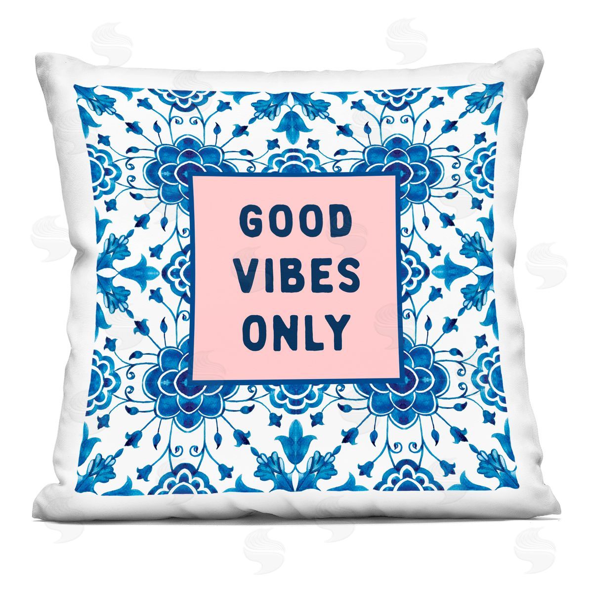 Lettered and Lined Good Vibes Only Boho Indoor Printed Pillow Art
