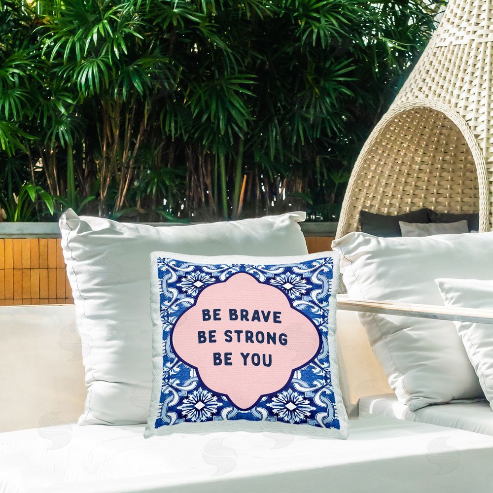 Lettered and Lined Be You on Boho Pattern Outdoor Square Pillow on Patio