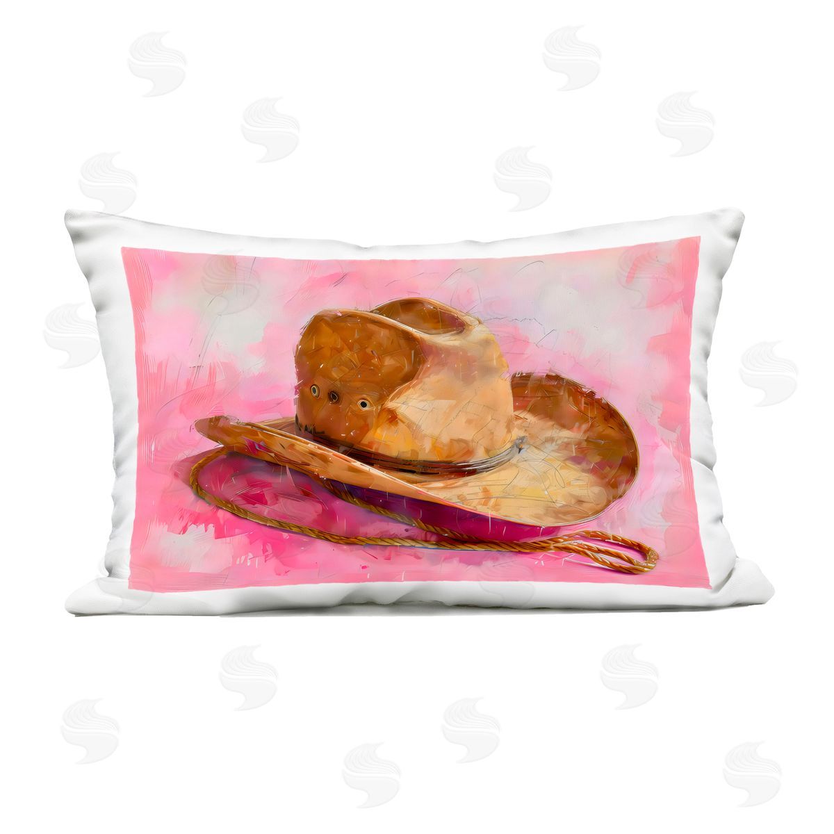 LSR Design Studio Cowgirl Hat over Pink Outdoor Printed Throw Pillow