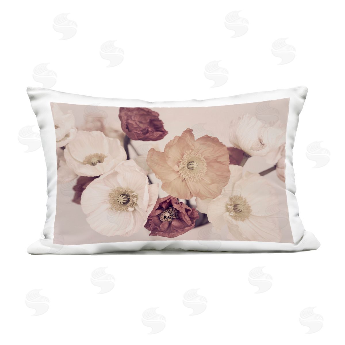 Sisi and Seb Open Blooms Maroon Florals Outdoor Printed Throw Pillow