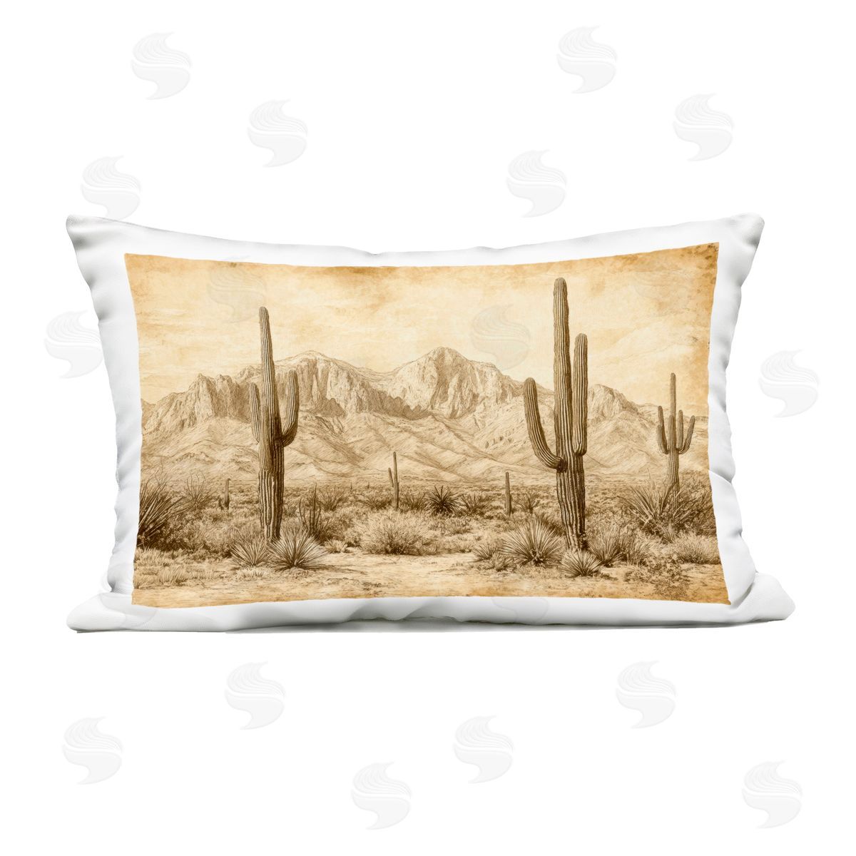 Petal Prints Design The Desert Sepia Landscape Outdoor Printed Throw Pillow