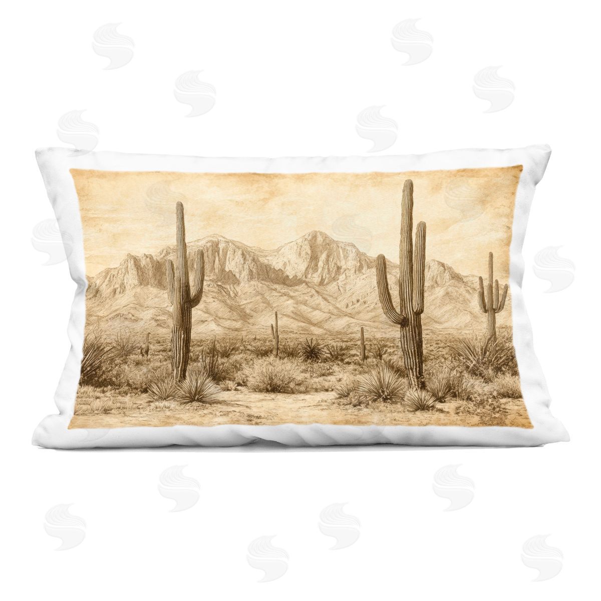 Petal Prints Design The Desert Sepia Landscape Indoor Printed Throw Pillow