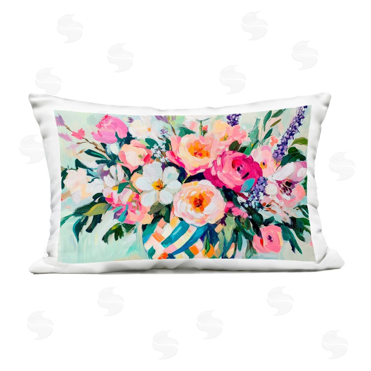 Petal Prints Design Colorful Bouquet in Spring Vase Outdoor Printed Throw Pillow