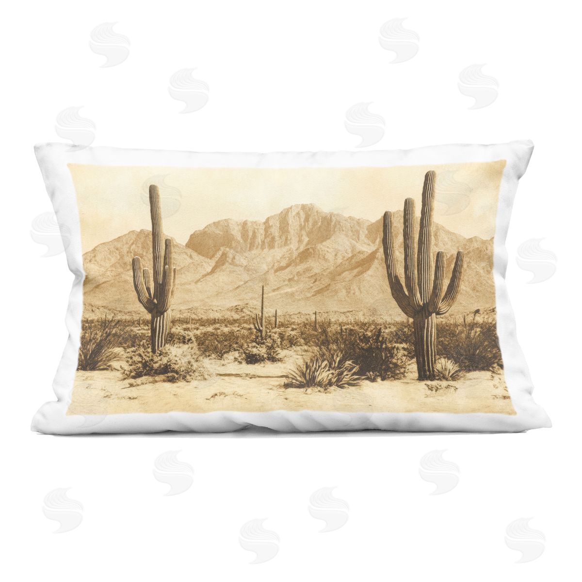 Petal Prints Design Desert Landscape Vintage Sepia Indoor Printed Throw Pillow