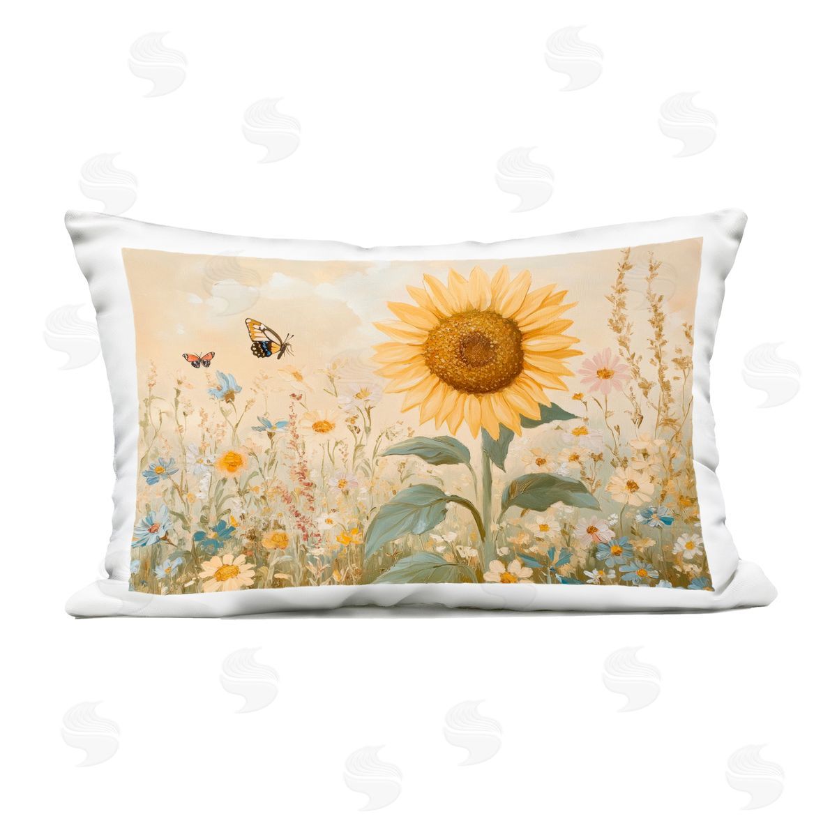 Petal Prints Design Sunflower Wonder Floral Meadow Outdoor Printed Throw Pillow