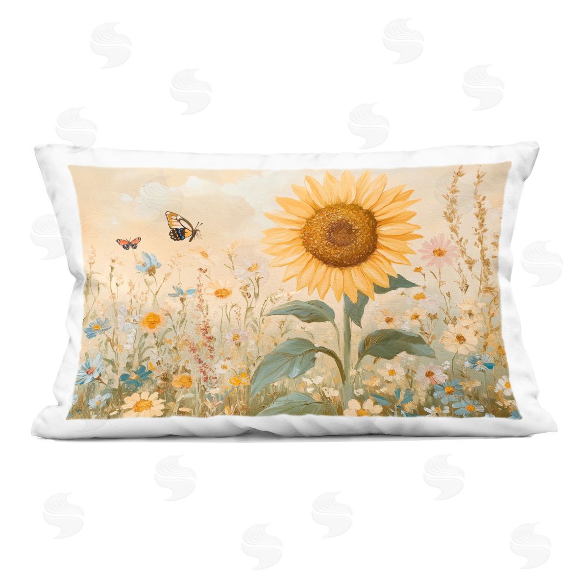 Petal Prints Design Sunflower Wonder Floral Meadow Indoor Printed Throw Pillow