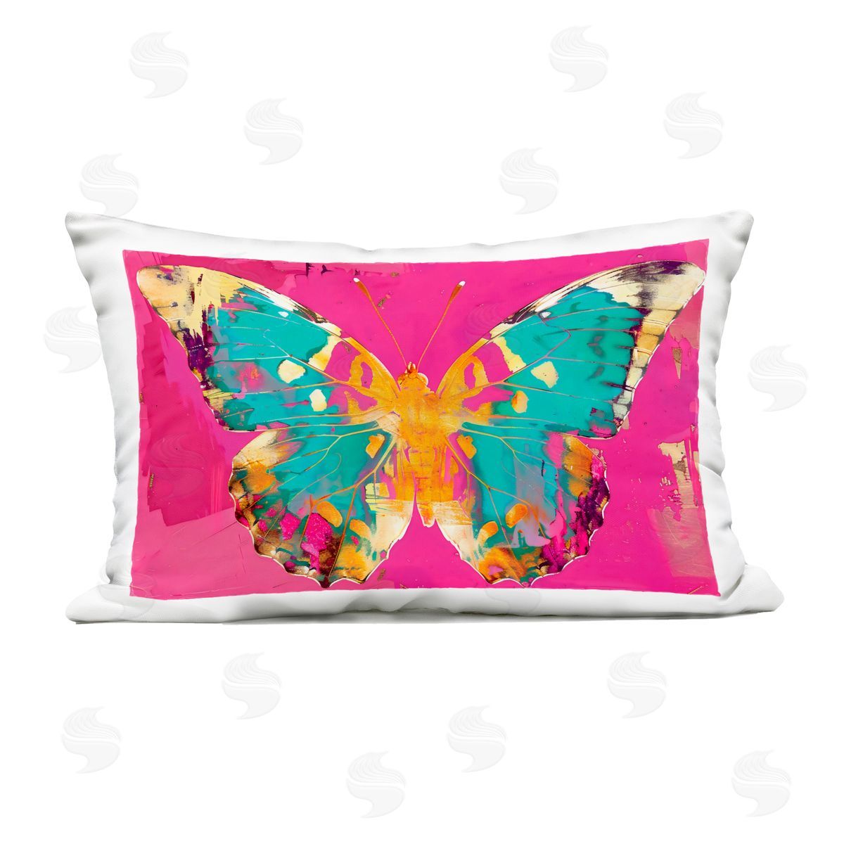 LSR Design Studio Jewel Butterfly over Pink Outdoor Printed Throw Pillow