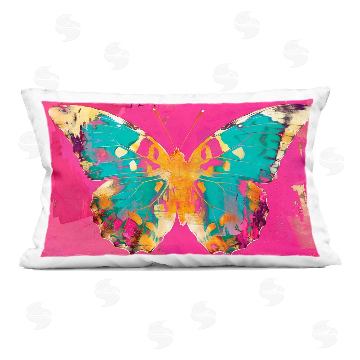 LSR Design Studio Jewel Butterfly over Pink Indoor Printed Throw Pillow