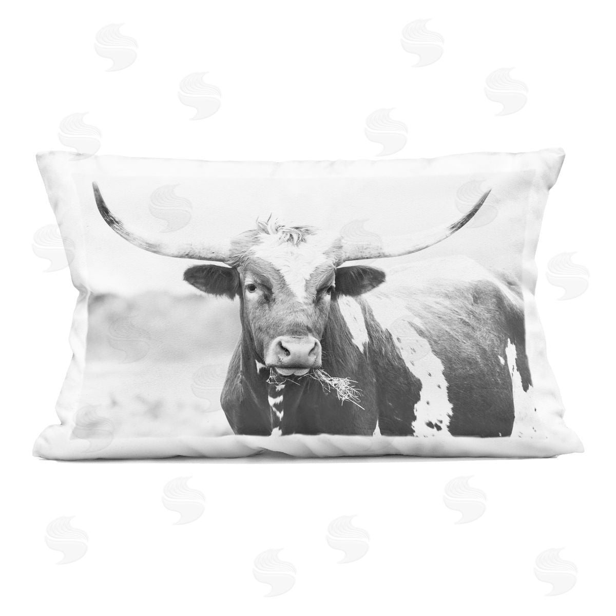 Sisi and Seb Two Tone Longhorn Portrait Indoor Printed Throw Pillow