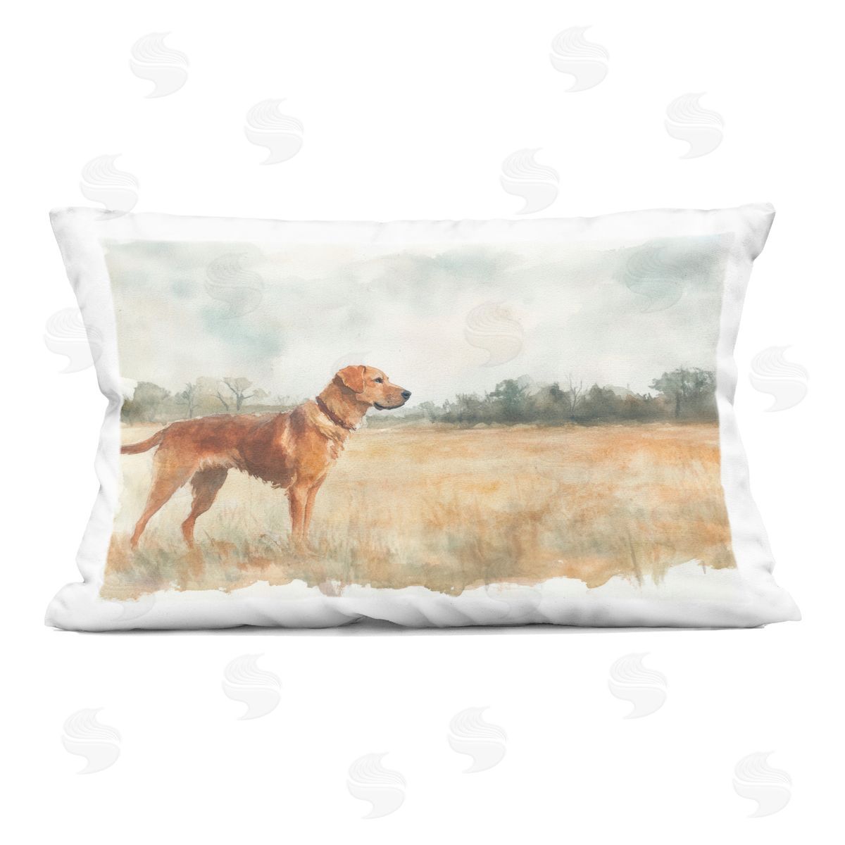 Petal Prints Design Retriever Dog in Open Field Indoor Printed Throw Pillow