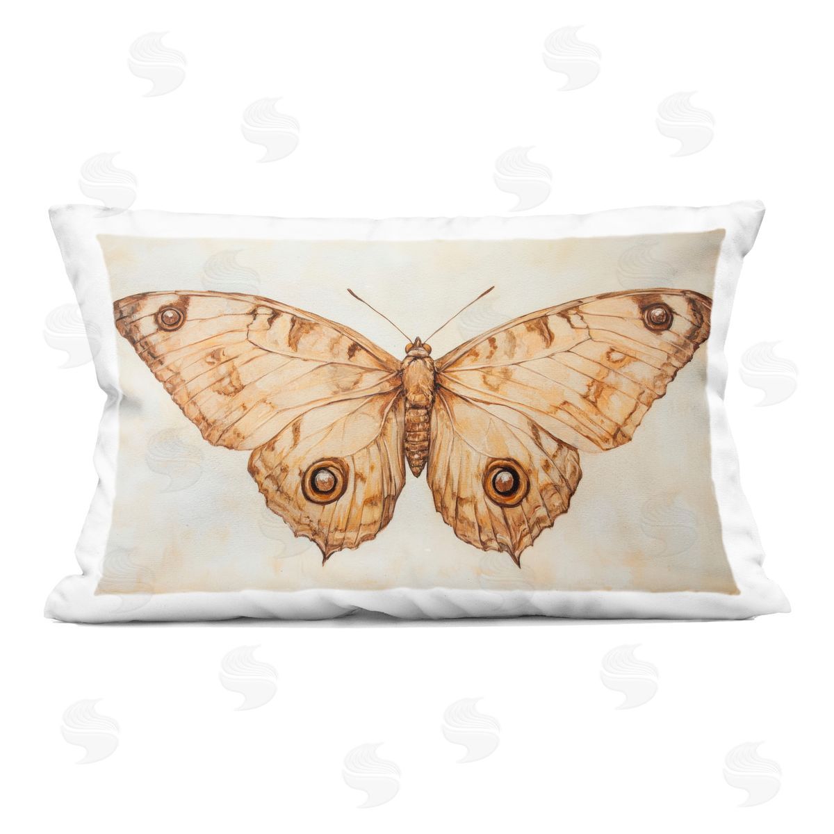 Petal Prints Design Sepia Moth Vintage Illustration Indoor Printed Throw Pillow