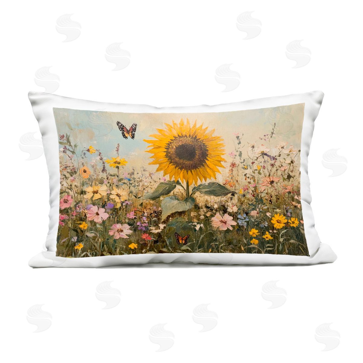 Petal Prints Design Sunflower Wonder Summer Meadow Outdoor Printed Throw Pillow