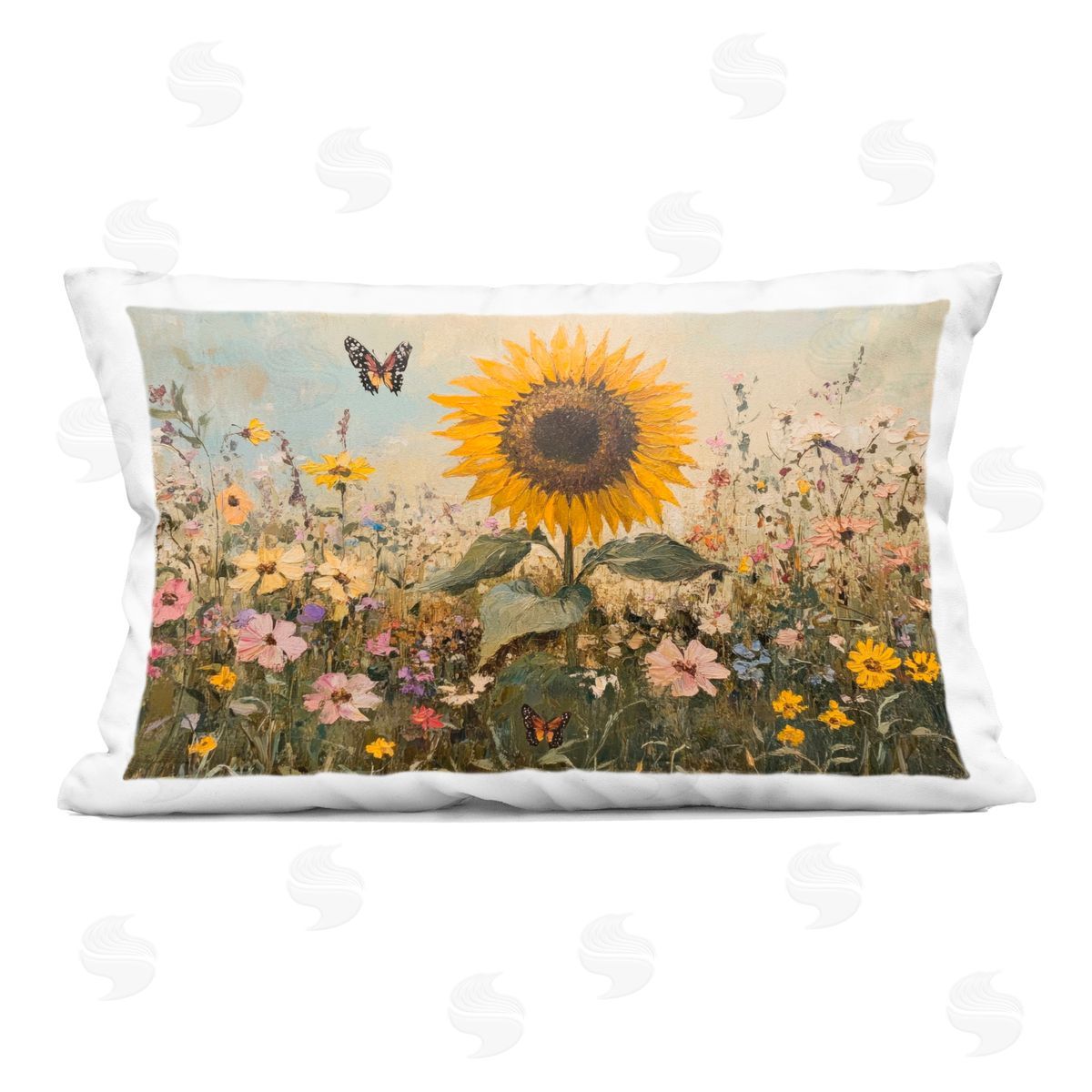 Petal Prints Design Sunflower Wonder Summer Meadow Indoor Printed Throw Pillow