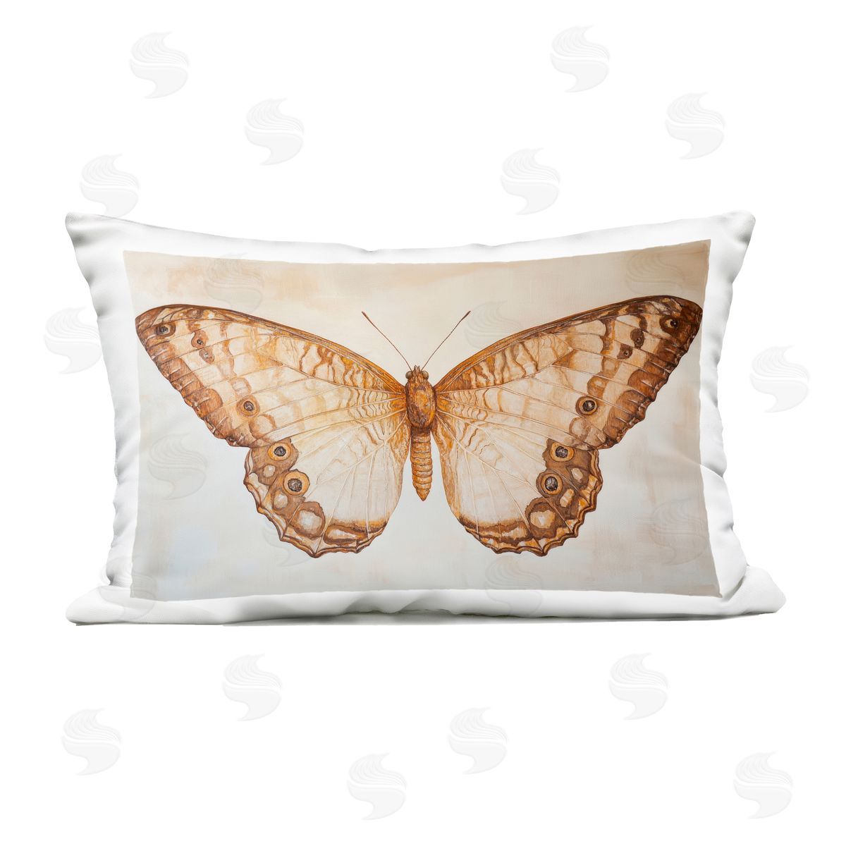 Petal Prints Design Vintage Sepia Moth Illustration Outdoor Printed Throw Pillow
