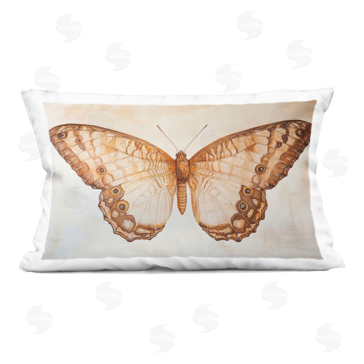 Petal Prints Design Vintage Sepia Moth Illustration Indoor Printed Throw Pillow
