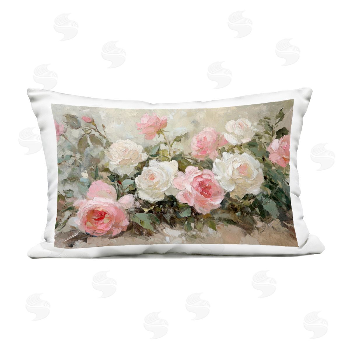 Petal Prints Design Rose Bouquets Pink and White Outdoor Printed Throw Pillow