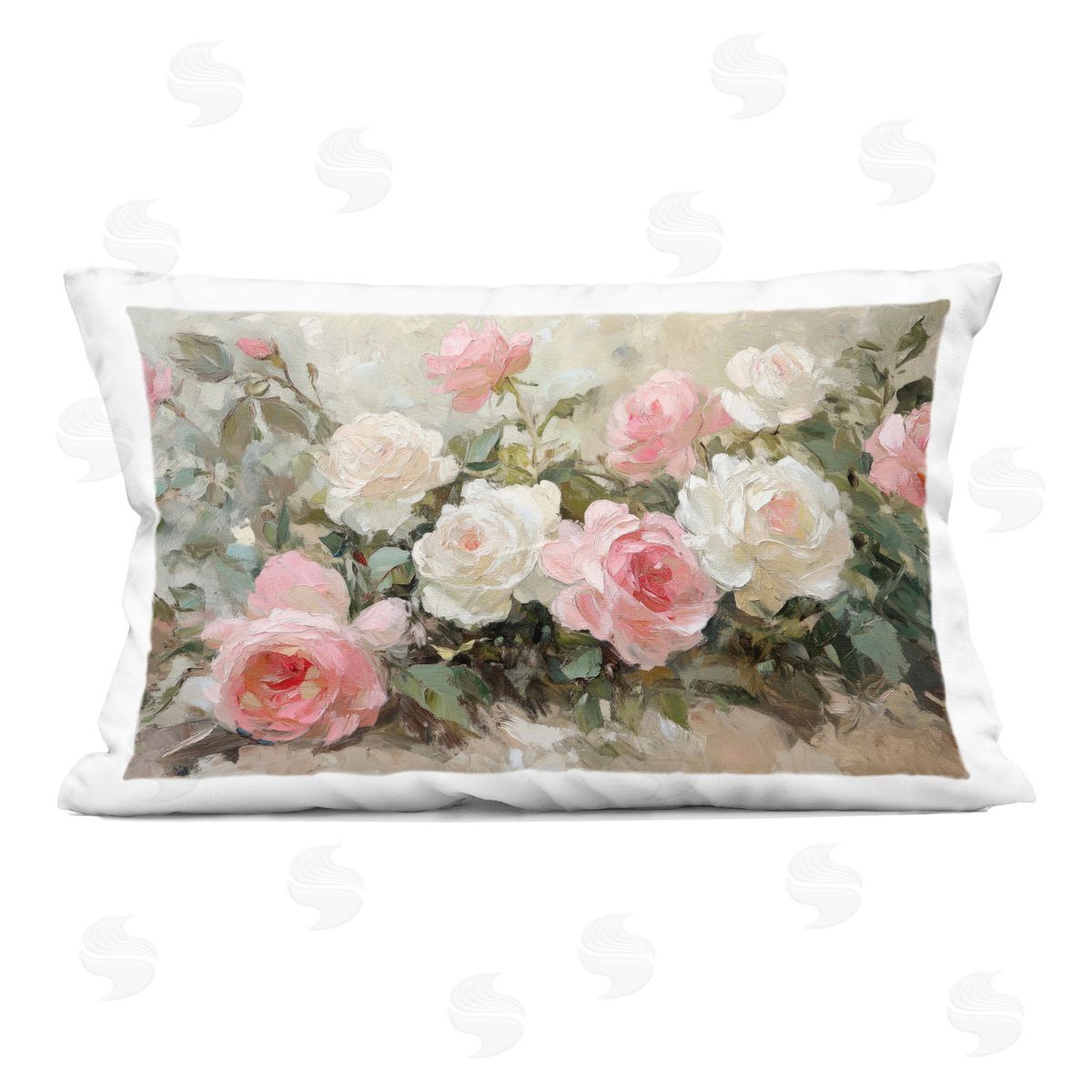 Petal Prints Design Rose Bouquets Pink and White Indoor Printed Throw Pillow