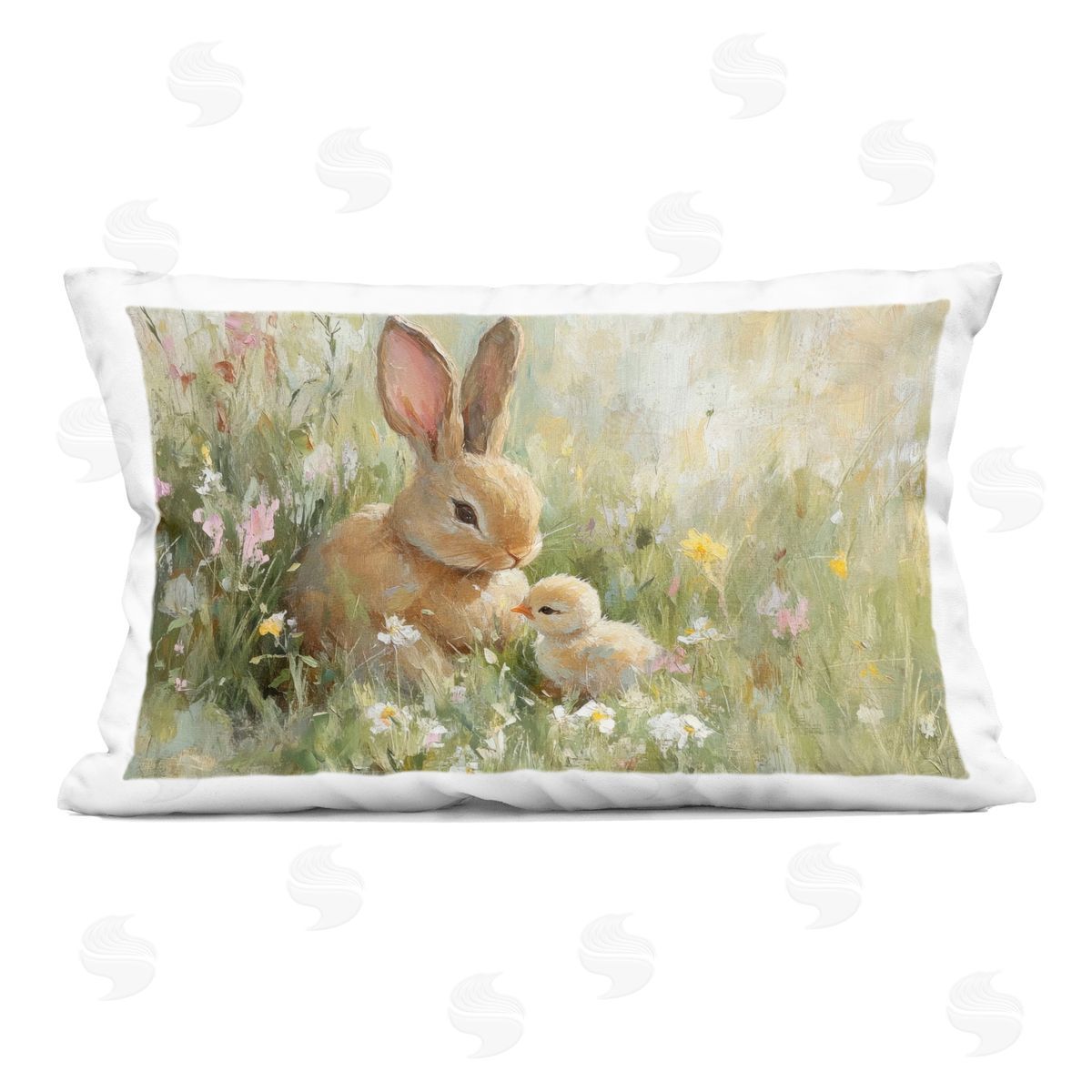 Petal Prints Design Sun Bathed Easter Babies Indoor Printed Throw Pillow