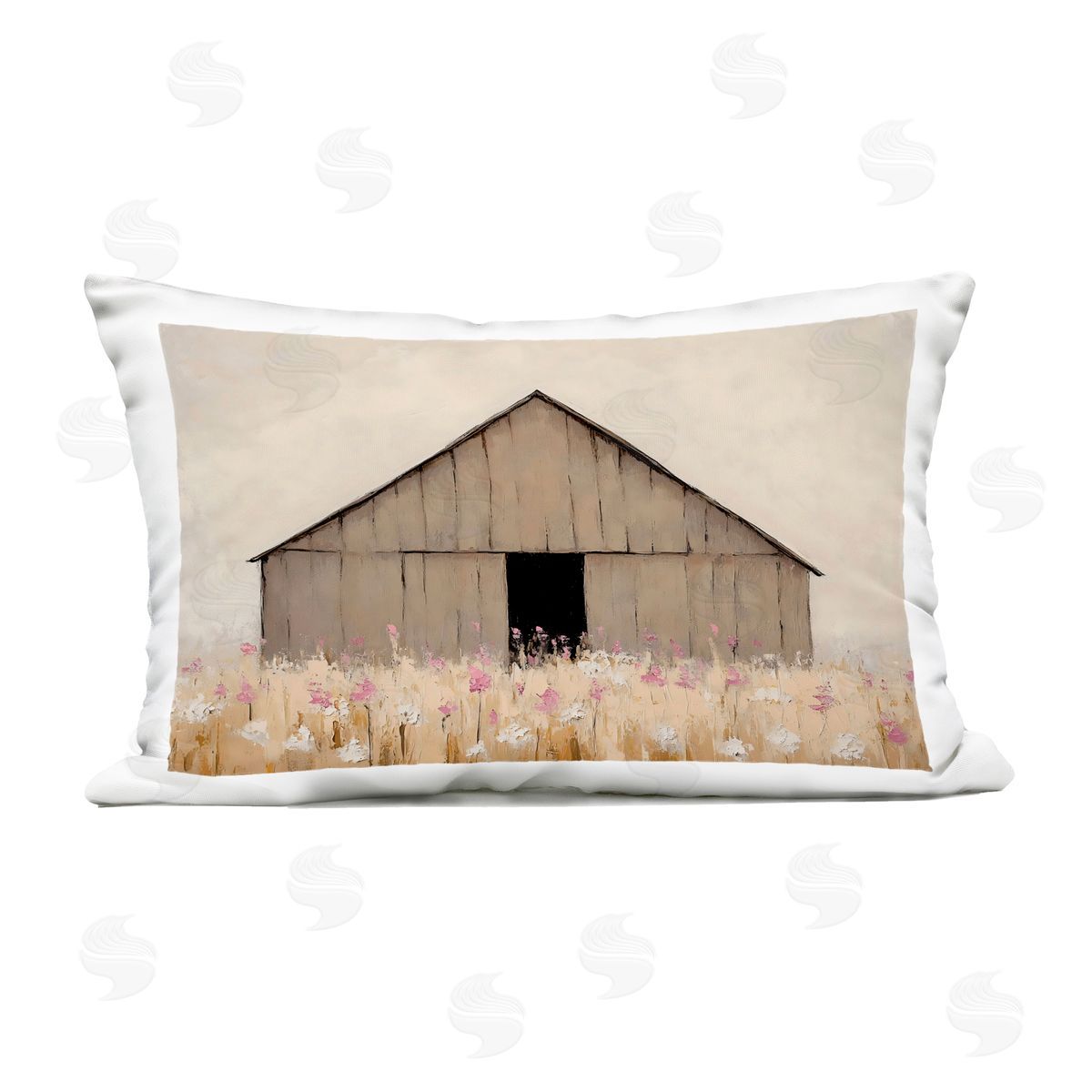 Franklyn Gregory Muted Barn in Meadow Outdoor Printed Throw Pillow