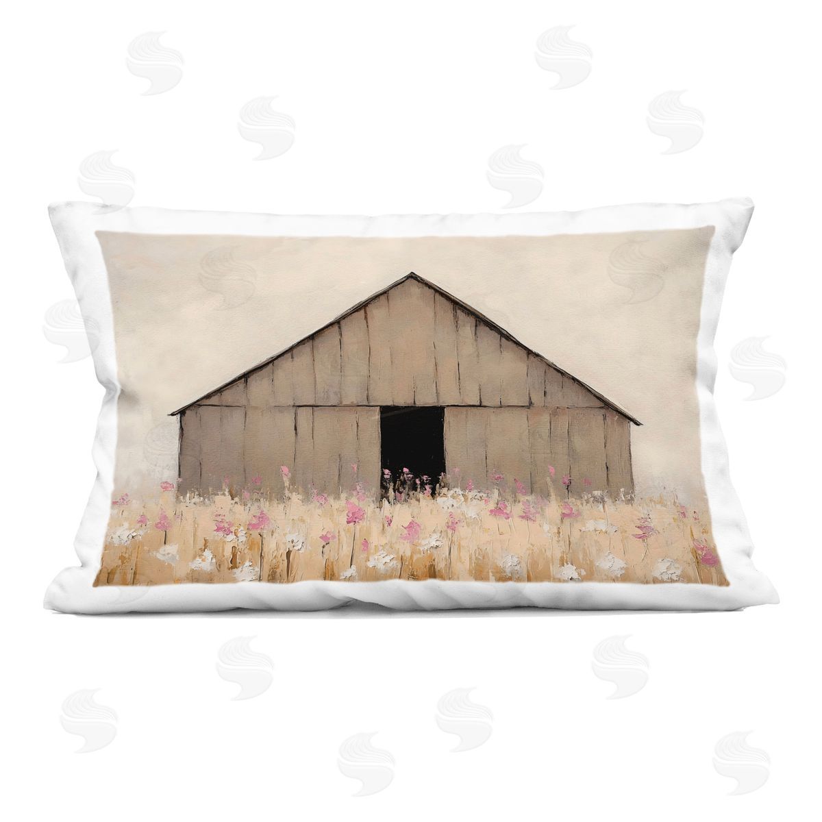 Franklyn Gregory Muted Barn in Meadow Indoor Printed Throw Pillow