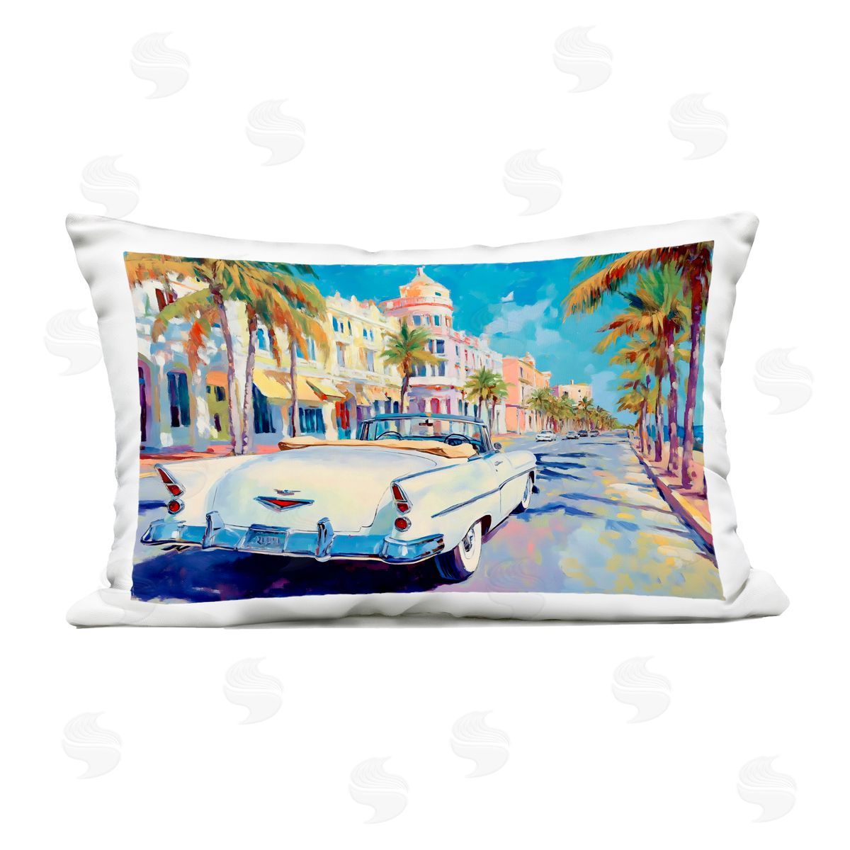 Franklyn Gregory Vintage Convertible Boulevard Outdoor Printed Throw Pillow