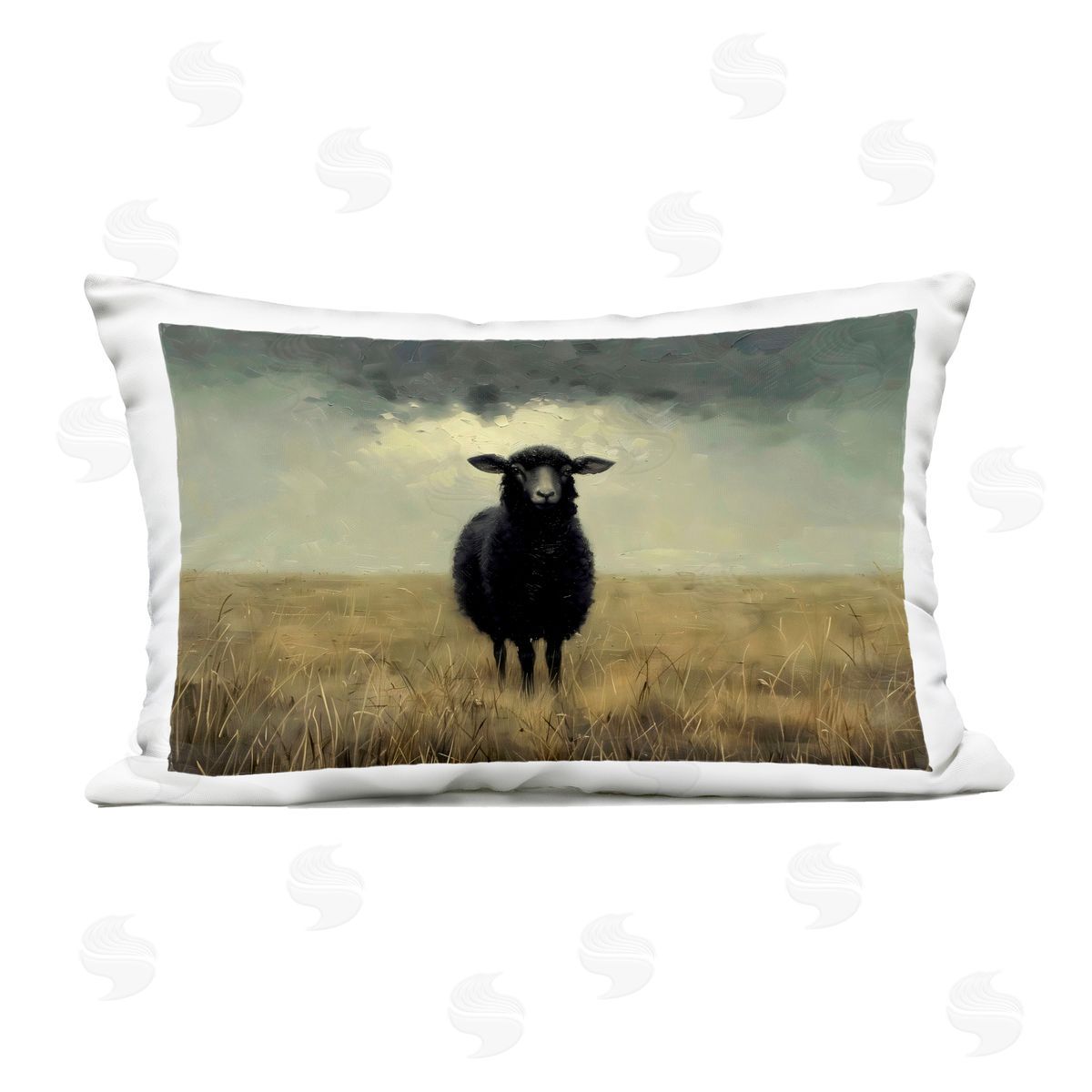 Arlington Prints Black Sheep in Field Outdoor Printed Pillow