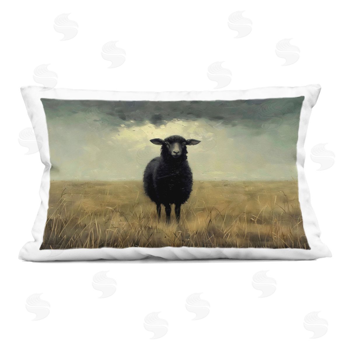 Arlington Prints Black Sheep in Field Indoor Printed Pillow Art