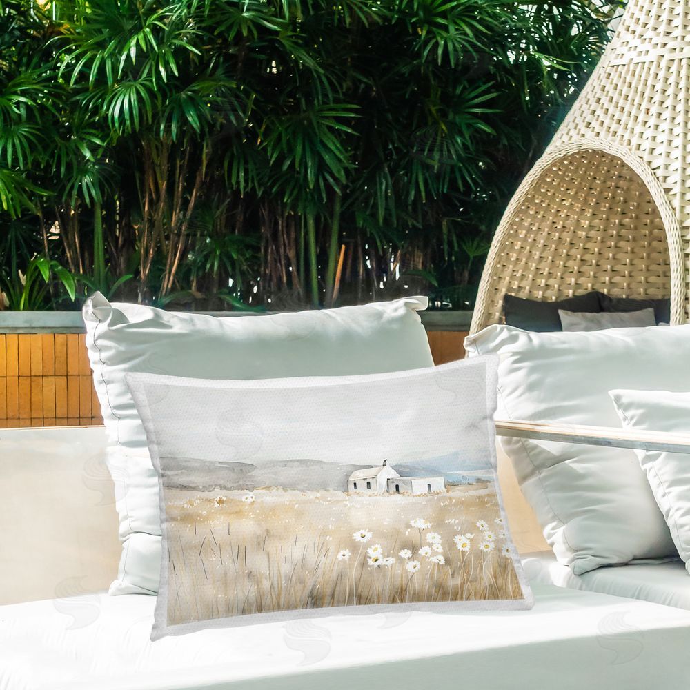Creative Studio Rustic Landscape Pasture Outdoor Rectangular Pillow on Patio
