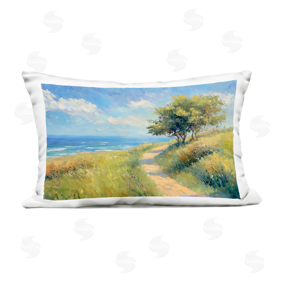 Gina Kelly Ocean Coast Walk Landscape Outdoor Printed Throw Pillow