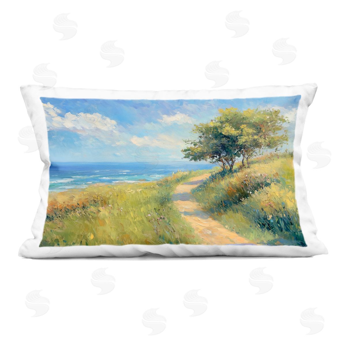 Gina Kelly Ocean Coast Walk Landscape Indoor Printed Throw Pillow