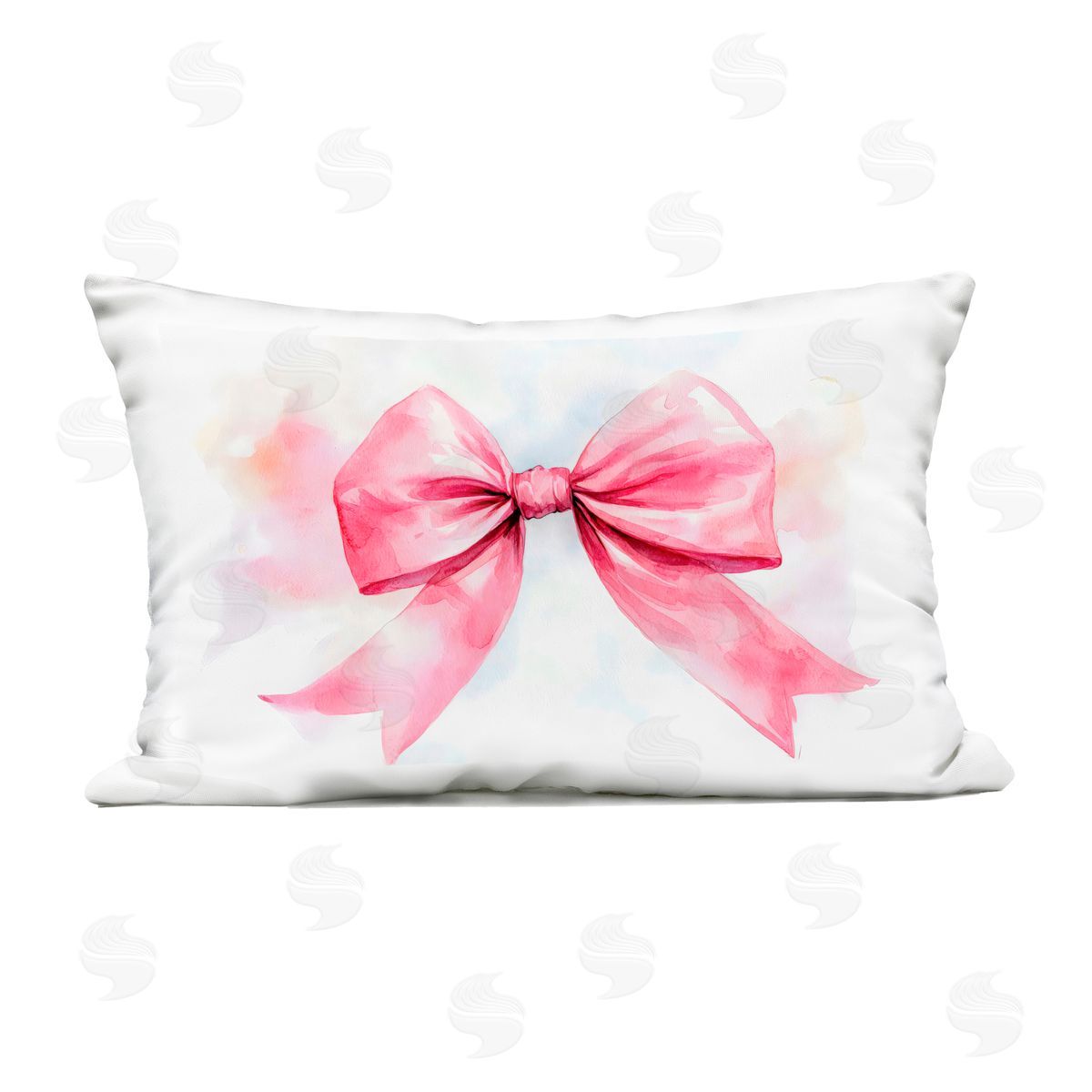 Creative Studio Watercolor Fade Pink Bow Outdoor Printed Throw Pillow