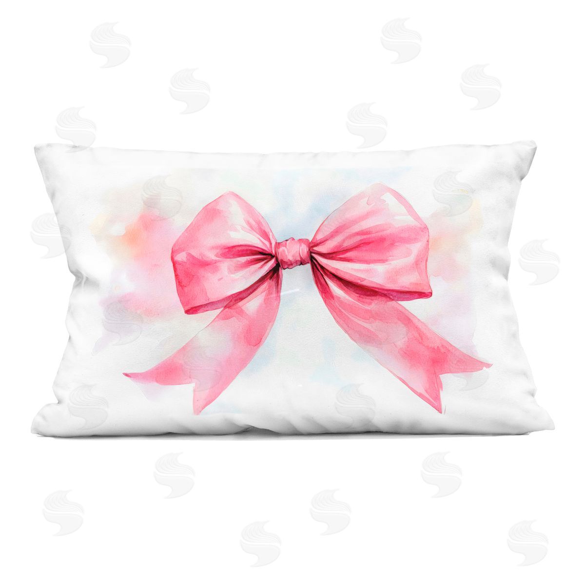 Creative Studio Watercolor Fade Pink Bow Indoor Printed Throw Pillow