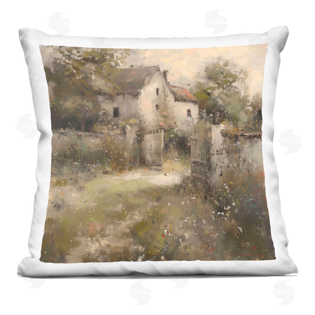 Creative Studio Overgrown Hazy Cottage Indoor Printed Pillow Art