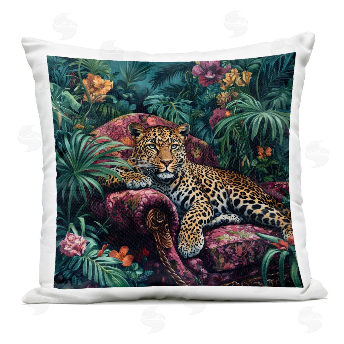 Petal Prints Design Fashionable Leopard in Jungle Outdoor Printed Throw Pillow