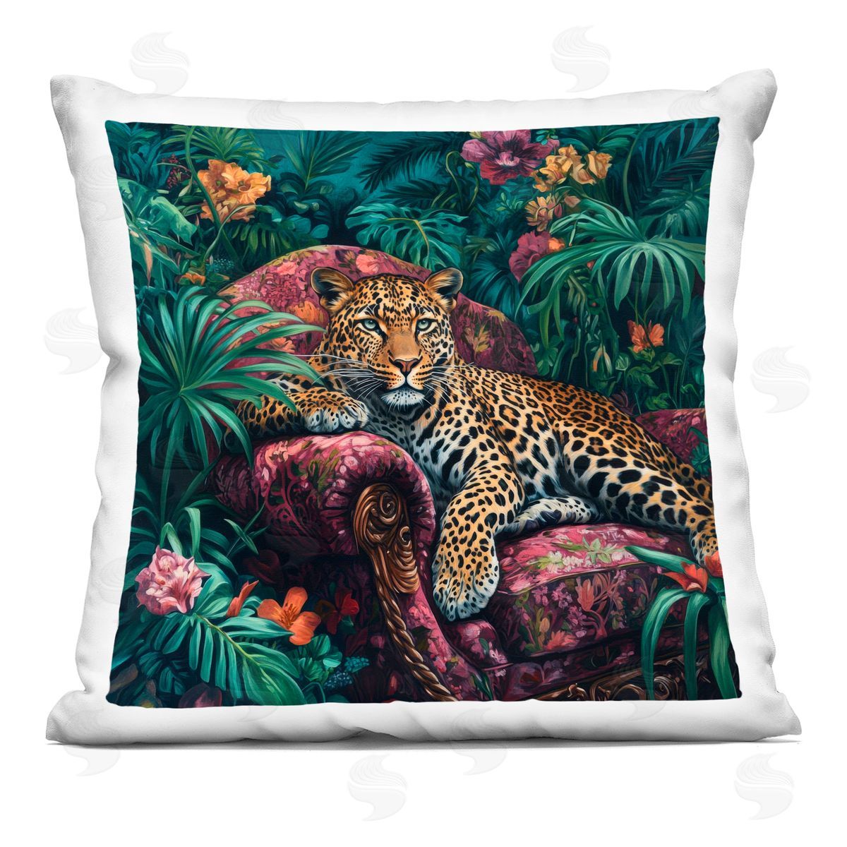 Petal Prints Design Fashionable Leopard in Jungle Indoor Printed Throw Pillow