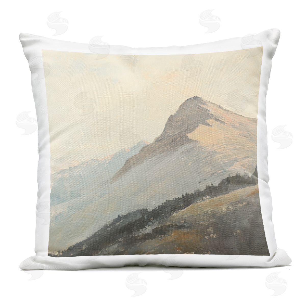 Petal Prints Design Mountain Vista Cliff Landscape Outdoor Printed Throw Pillow