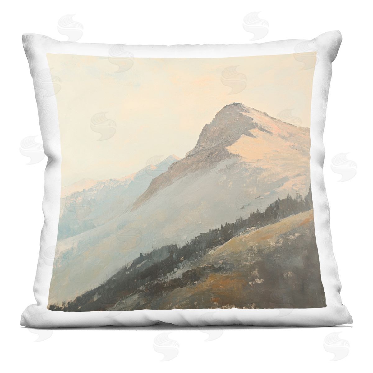 Petal Prints Design Mountain Vista Cliff Landscape Indoor Printed Throw Pillow
