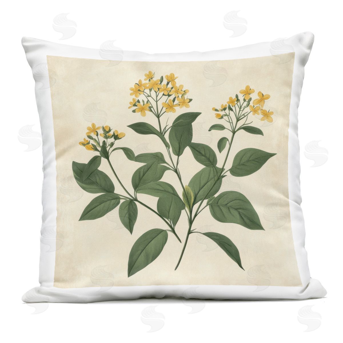 Petal Prints Design Yellow Bushels Botanical Illustration Outdoor Printed Throw Pillow