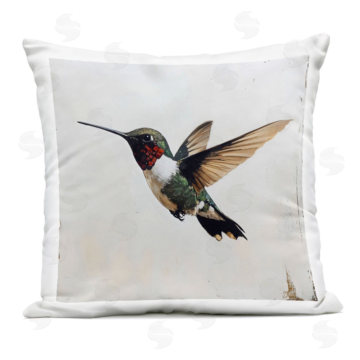 Creative Studio Hummingbird over Distressed Rustic Outdoor Printed Pillow