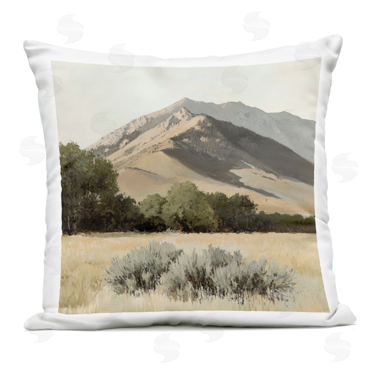 Petal Prints Design Mountain Ridgeline Landscape Outdoor Printed Throw Pillow