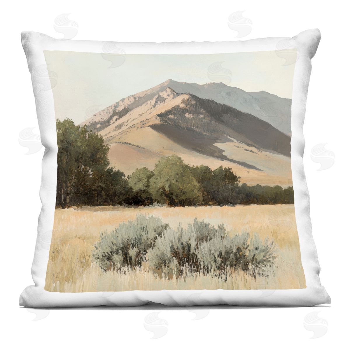 Petal Prints Design Mountain Ridgeline Landscape Indoor Printed Throw Pillow