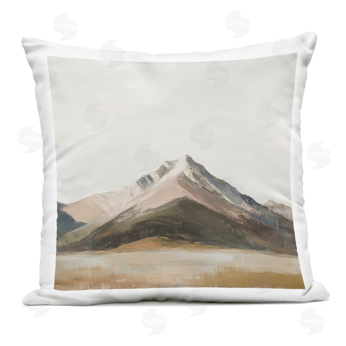 Petal Prints Design Solemn Mountain Landscape Outdoor Printed Throw Pillow