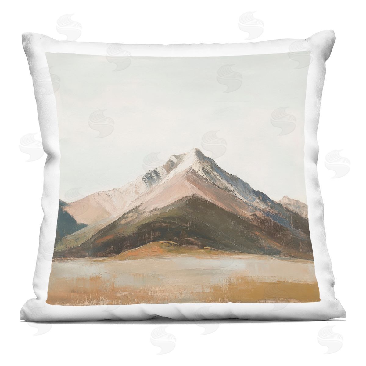 Petal Prints Design Solemn Mountain Landscape Indoor Printed Throw Pillow