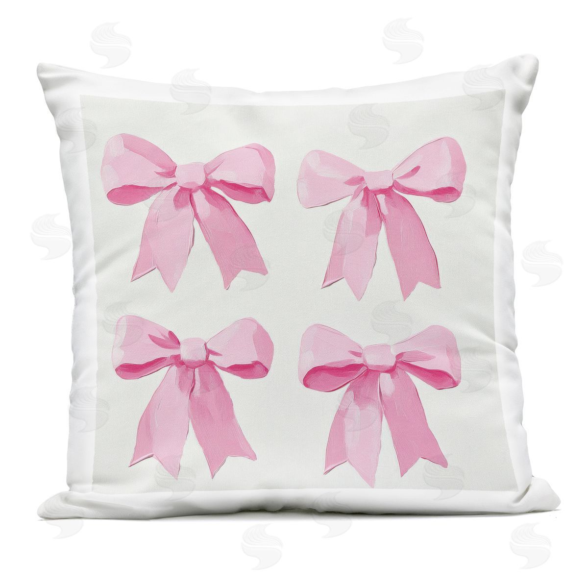 Petal Prints Design Four Soft Pink Bows Outdoor Printed Throw Pillow