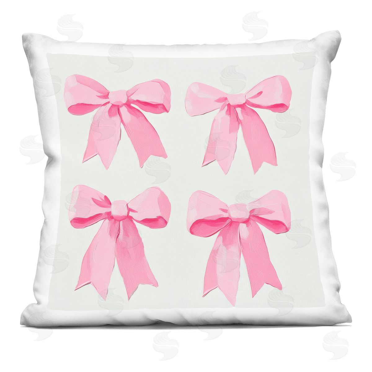 Petal Prints Design Four Soft Pink Bows Indoor Printed Throw Pillow