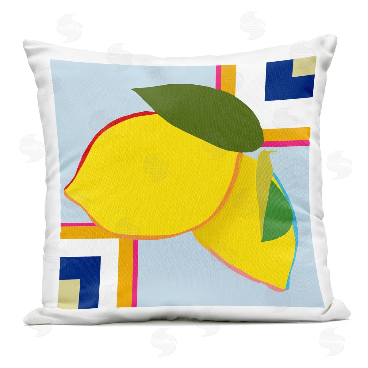 Daniela Santiago Geometric Lemon Fruit Outdoor Printed Pillow