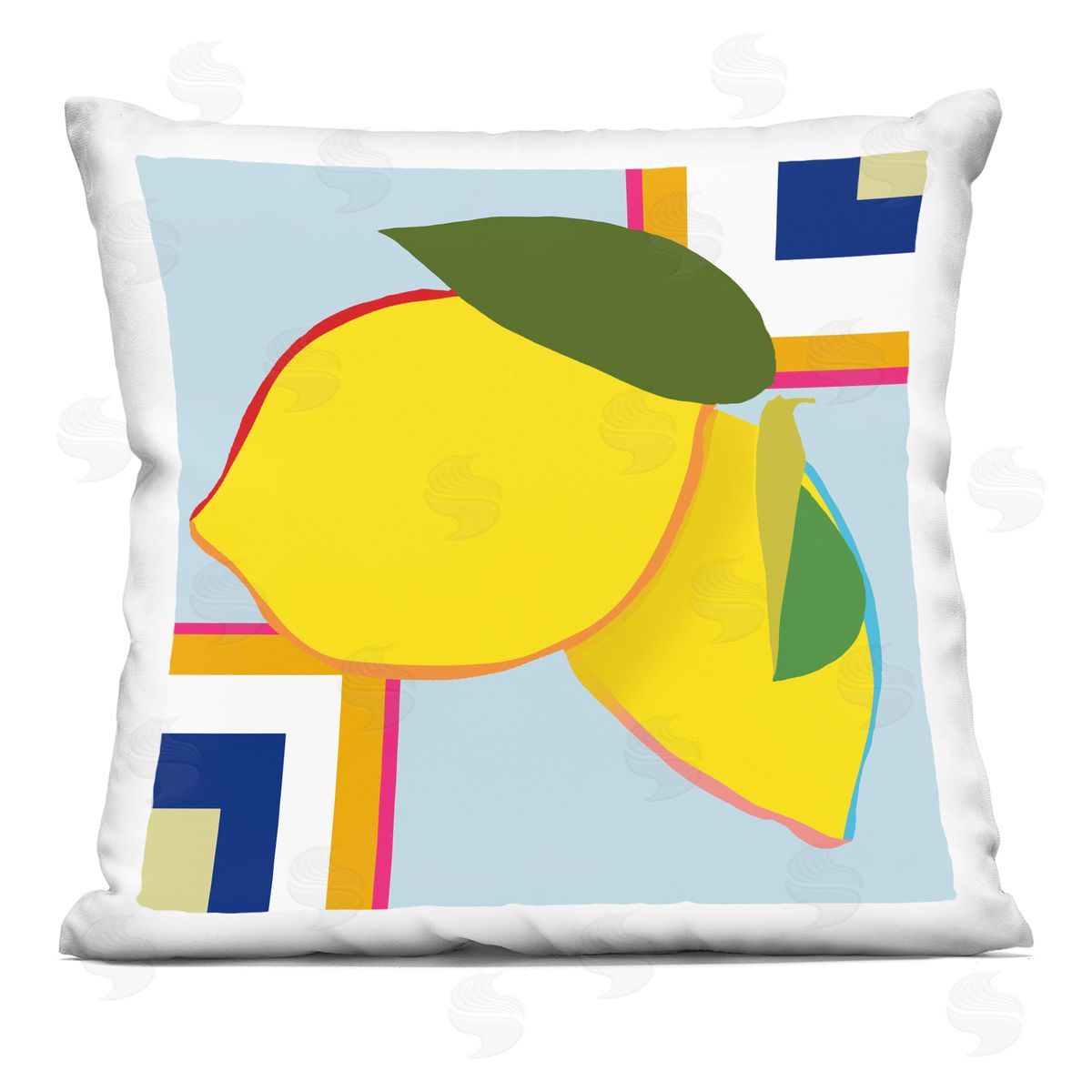 Daniela Santiago Geometric Lemon Fruit Indoor Printed Pillow Art