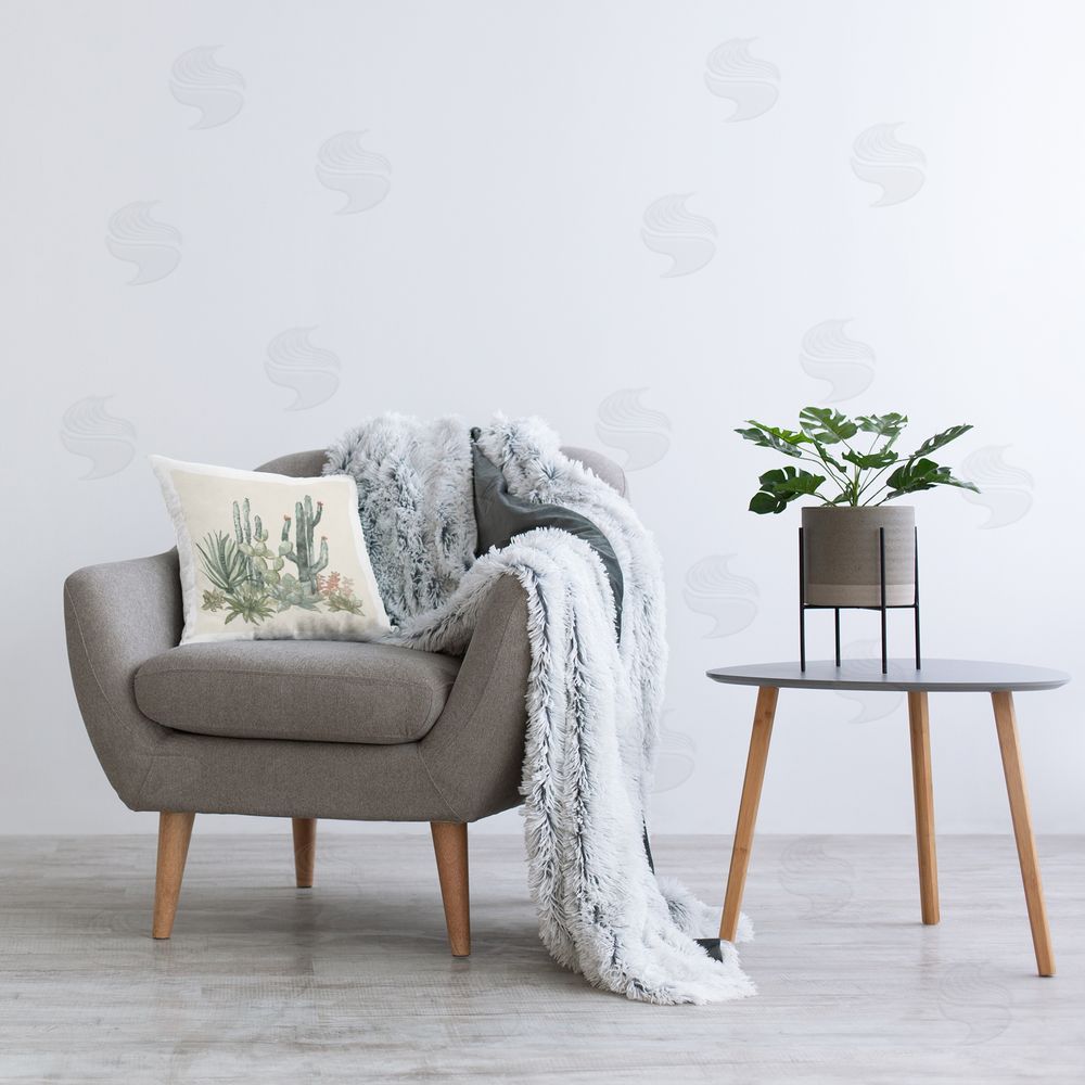 Nan Mojave Green Succulents Indoor Square Pillow on Chair